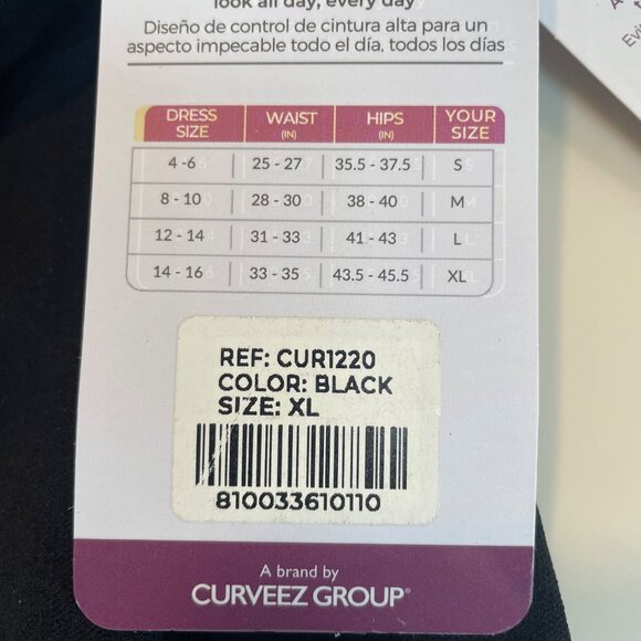 Curveez Compression Layering Leggings Perfect Control Black Sz XL  CUR1220 - Picture 7 of 7